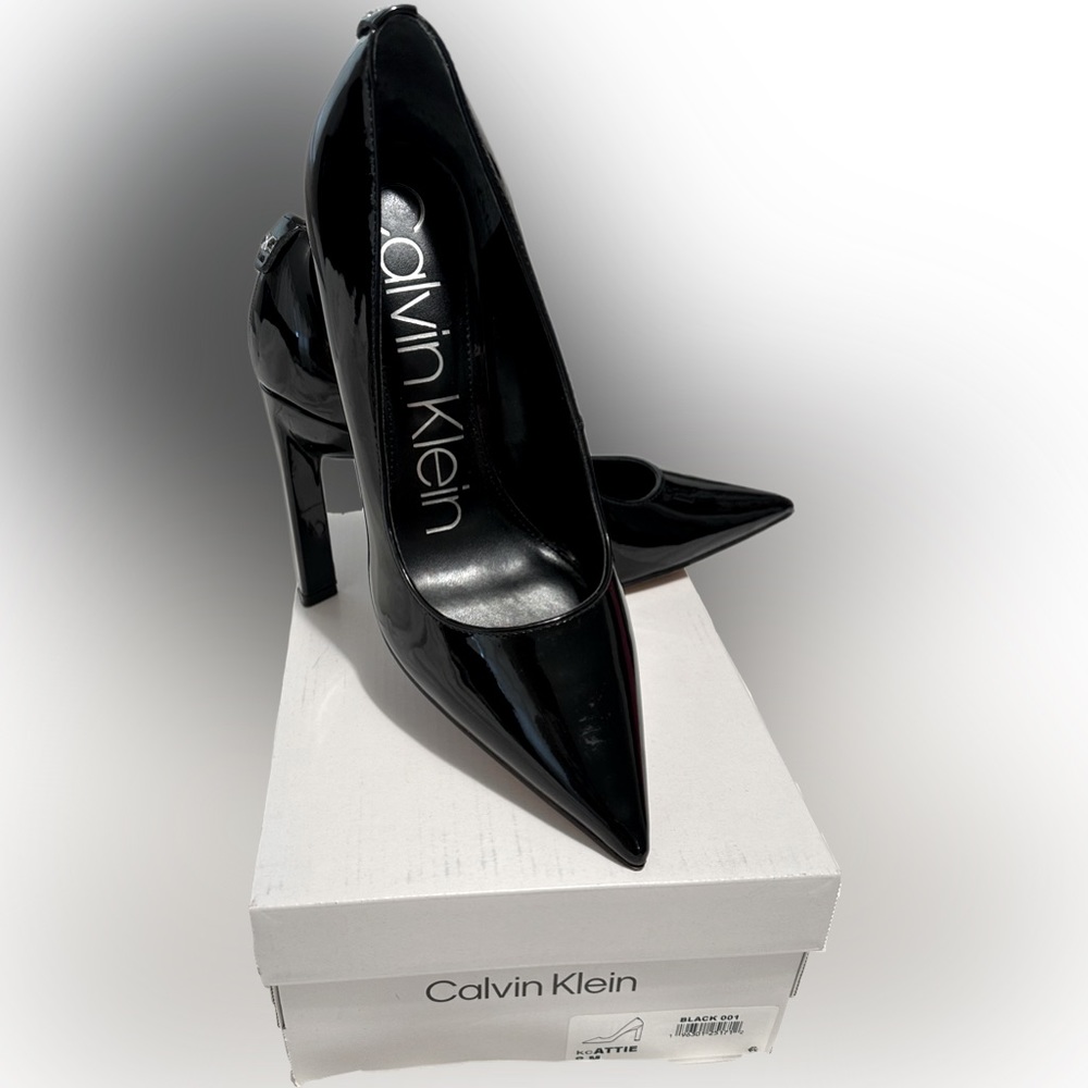 Calvin Klein Women’s Attie Pointy Toe Black Dress Pumps
